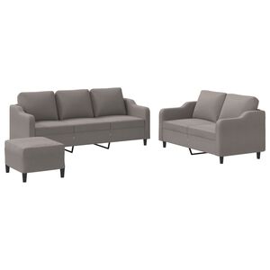 vidaXL 3-delige Loungeset met kussens stof taupe