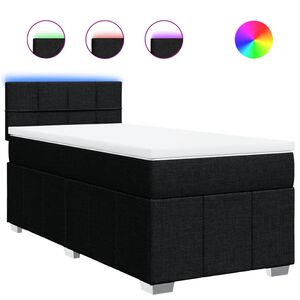 vidaXL Boxspring met matras stof zwart 80x200 cm
