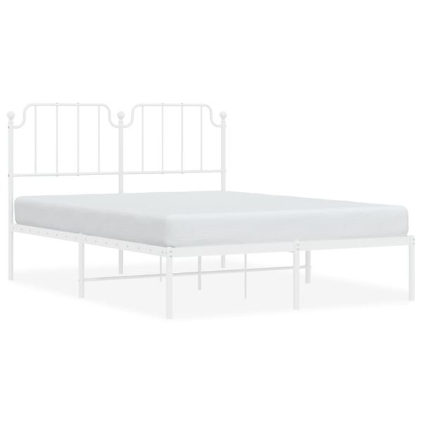 vidaXL Bedframe met hoofdbord metaal wit 140x200 cm