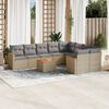 vidaXL 10-delige Loungeset met kussens poly rattan beige