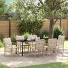 vidaXL Tuin eettafelset met kussen 7 pcs Beige poly rattan