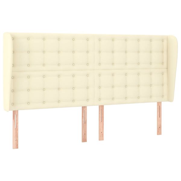 vidaXL Hoofdbord met randen 163x23x118/128 cm kunstleer cr&egrave;mekleurig