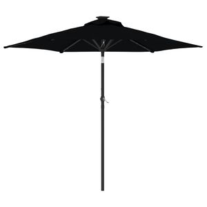 vidaXL Parasol met LED's en stalen paal 225x225x212 cm zwart