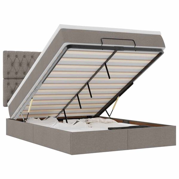 vidaXL Ottoman bed met matras 140x190cm stof taupe