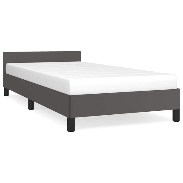 vidaXL Bedframe met hoofdeinde zonder matras 90x200 cm grijs