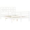 vidaXL Bedframe met hoofdbord massief hout wit
