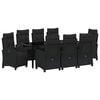 vidaXL Tuin eettafelset 9 st Zwart poly rattan