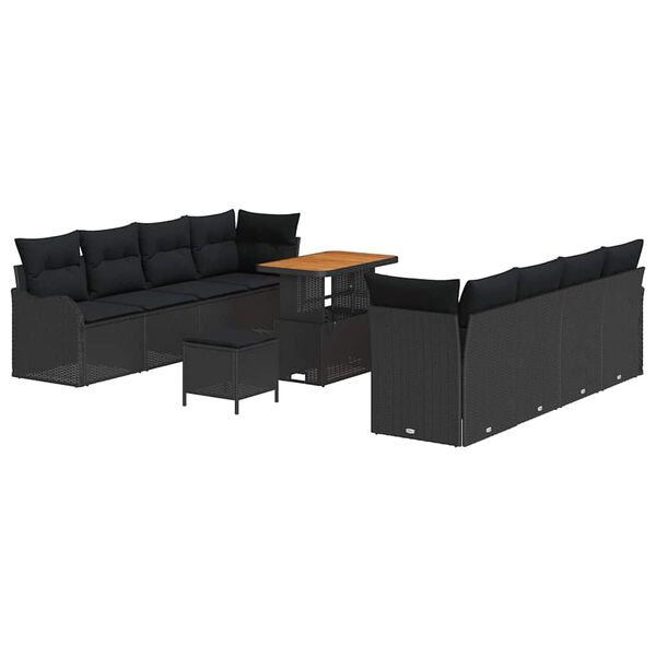 vidaXL Tuin Sofa Set met kussen met opslag met kussen 11 pcs Zwart