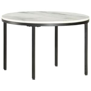 vidaXL Salontafel &Oslash;65 cm echt massief marmer wit en zwart