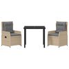 vidaXL Tuin eettafelset 3 pcs Beige en Licht Grijs poly rattan
