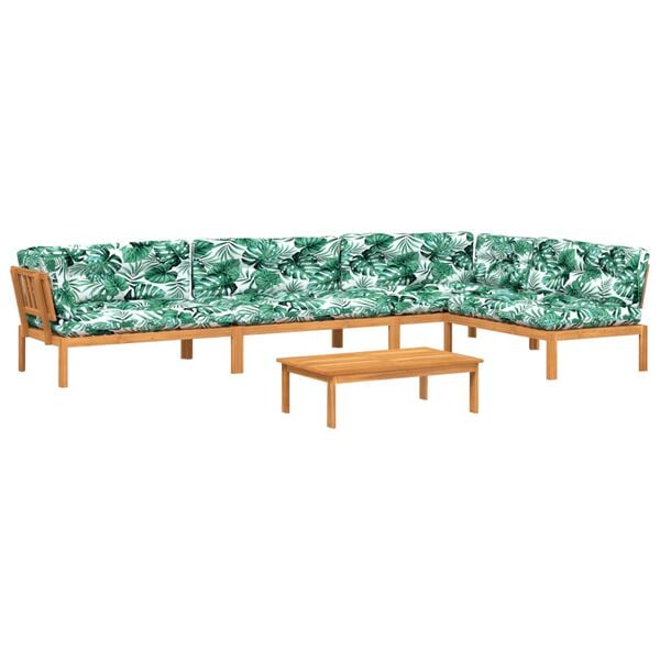vidaXL 5-delige Loungeset pallet met kussens massief acaciahout