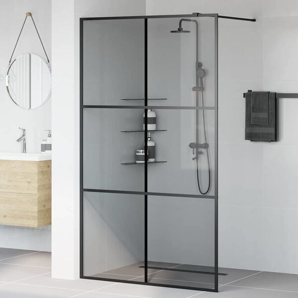 vidaXL Inloop Douche Wand Zwart 115 x 195 cm gehard glas