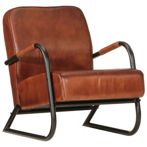 vidaXL Fauteuil echt leer bruin
