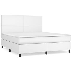 vidaXL Boxspring met matras kunstleer wit 160x200 cm
