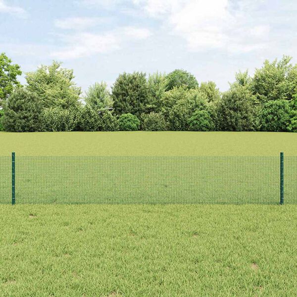 vidaXL Hek met Paal Groen 0,4 x 50 m Staal en PVC