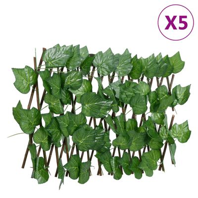 vidaXL Kunstplant druivenblad latwerk 5 st uittrekbaar 180x20 cm groen