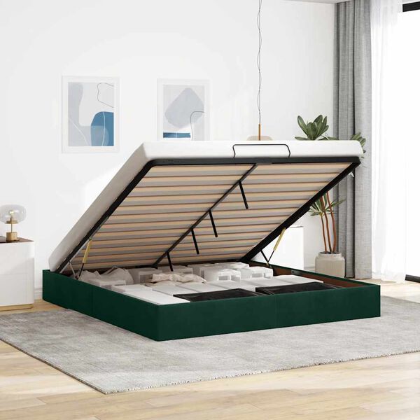 vidaXL Ottoman bedframe zonder matras 160x200 cm fluweel donkergroen