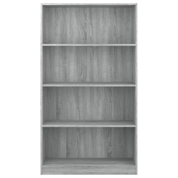 vidaXL Boekenkast met 4 schappen 80x24x142 cm bewerkt hout grijs
