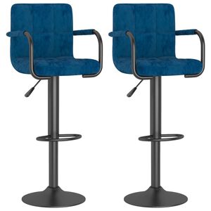 vidaXL Barkrukken 2 st fluweel blauw