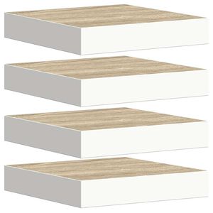 vidaXL Wandschappen zwevend 4 st 23x23,5x3,8 cm MDF eikenkleurig wit