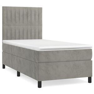 vidaXL Boxspring met matras fluweel lichtgrijs 80x200 cm
