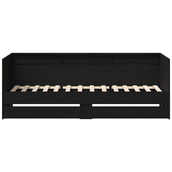 vidaXL Dagbed met hoofdeinde Zwart Eiken 90 x 190 cm Bewerkt hout