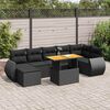 vidaXL 8-delige Loungeset met kussens poly rattan zwart