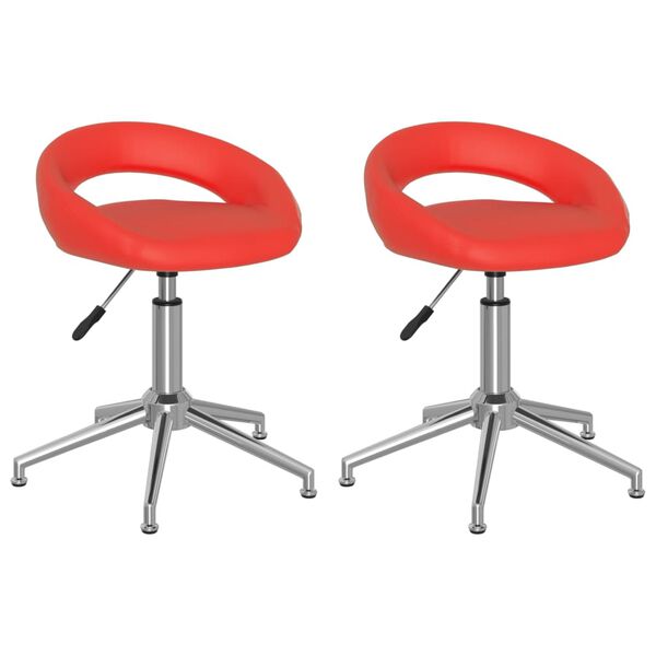 vidaXL Eetkamerstoelen draaibaar 2 st kunstleer rood