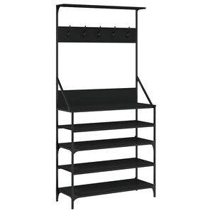 vidaXL Kledingrek met schoenenrek 90x34x184 cm zwart