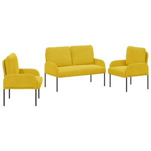 vidaXL Sofa-Sets met kussen 3 pcs Geel 115 x 56 x 80 cm Multiplex