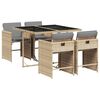 vidaXL 5-delige Tuinset met kussens poly rattan gemengd beige