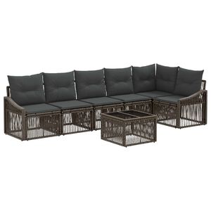 vidaXL Tuinbankenset 7 st Grijs poly rattan