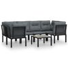 vidaXL 7-delige Loungeset poly rattan zwart en grijs