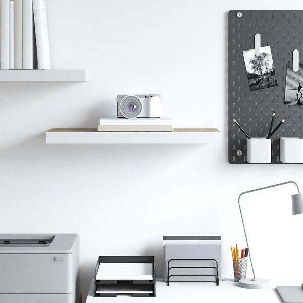 vidaXL Wandschap zwevend 60x23,5x3,8 cm MDF eikenkleurig en wit