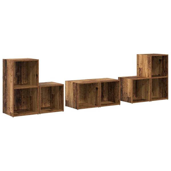 vidaXL Tv-meubelset Wandgemonteerd 6 pcs Oud Hout Bewerkt hout
