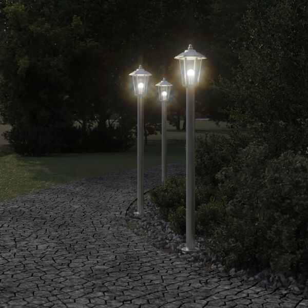 vidaXL Vloerlamp voor buiten 120 cm roestvrijstaal zilverkleurig
