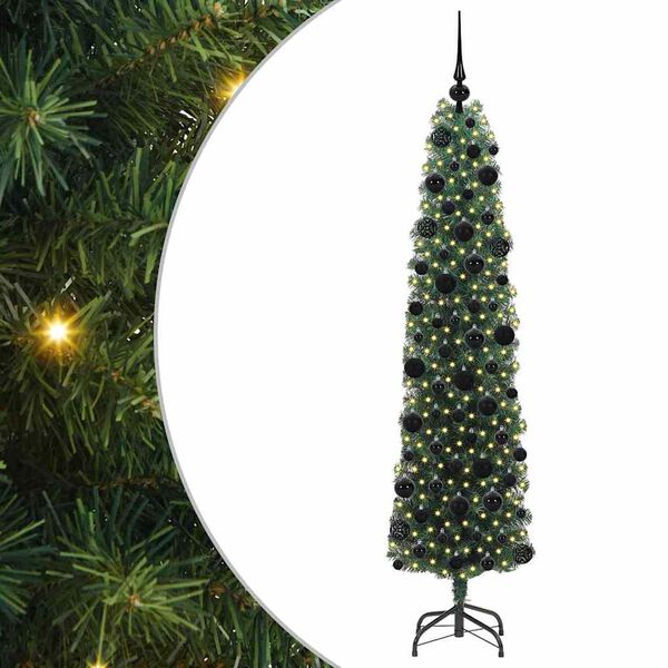 vidaXL Kunstkerstboom Groen 180 cm PVC en Staal en Kunststof