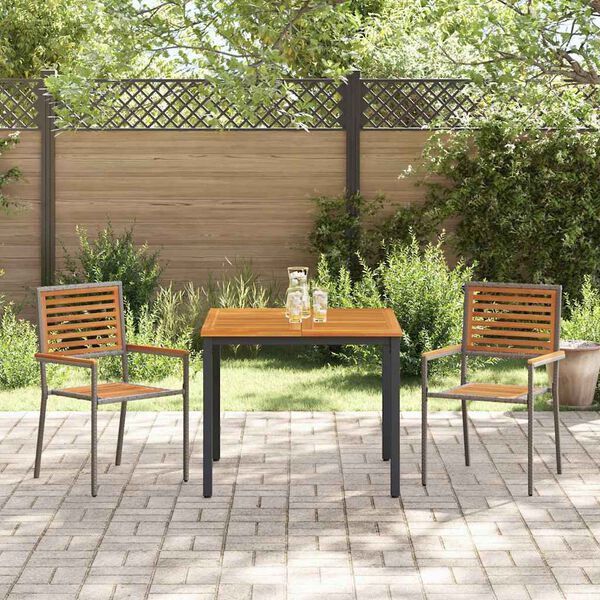 vidaXL Tuin Eetset 3 pcs Grijs 90 x 90 x 75 cm poly rattan