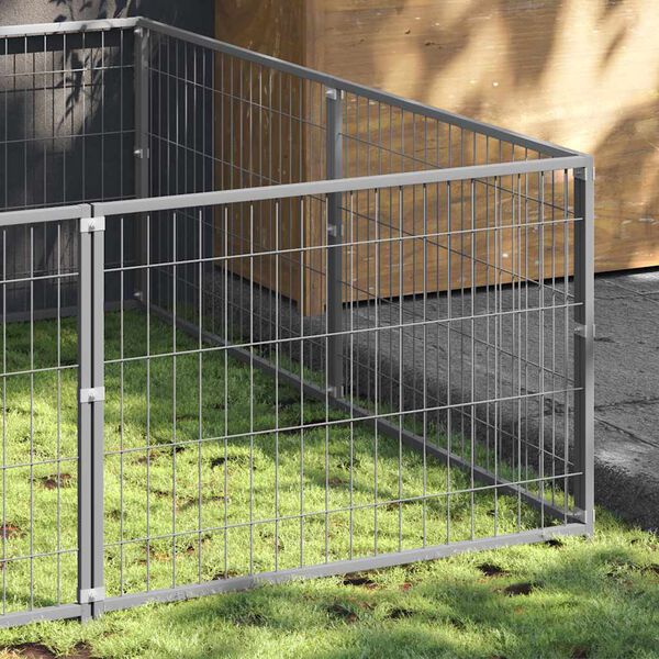 vidaXL Hondenkennel 18 m&sup2; staal zilverkleurig