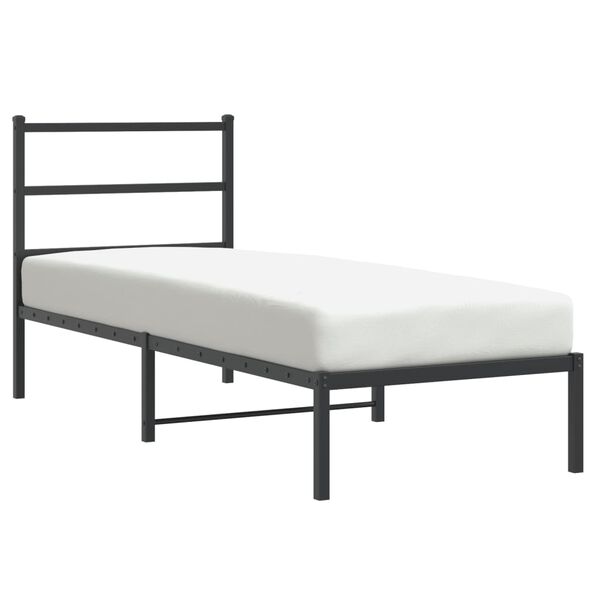 vidaXL Bedframe met hoofdbord metaal zwart 75x190 cm