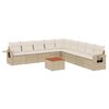 vidaXL 10-delige Loungeset met kussens poly rattan beige