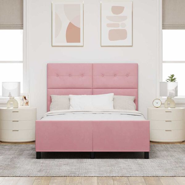 vidaXL Boxspringbed met hoofdeinde Roze 140 x 200 cm Fluweel