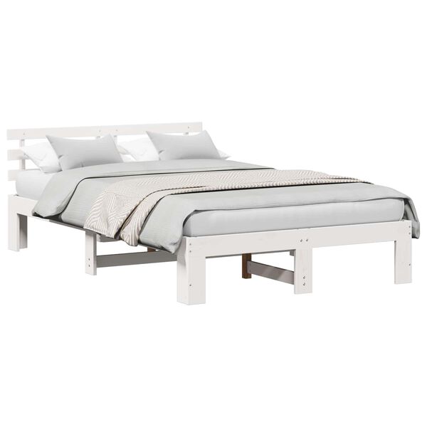 vidaXL Bedframe met hoofdeinde Wit 120 x 200 cm Massief grenenhout