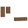 vidaXL 4-delige Tv-meubelset bewerkt hout bruin eikenkleur