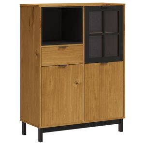 vidaXL Hoge kast met glazen deur FLAM 92x40x122,5 cm grenenhout