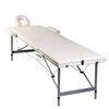 Inklapbare massagetafel 3 zones met aluminium frame (creme)