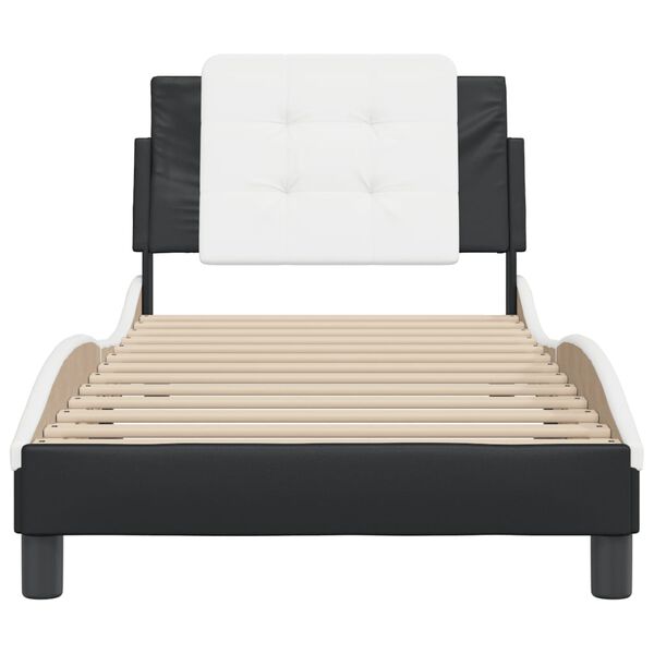 vidaXL Bedframe zonder matras "Zadar" kunstleer zwart en wit 90x190 cm