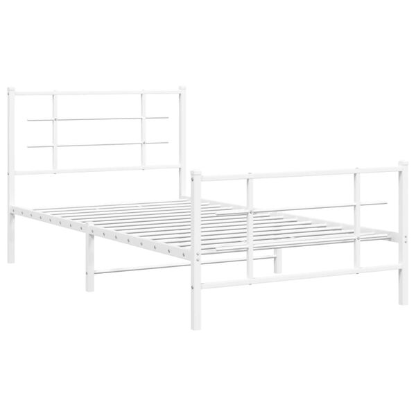 vidaXL Bedframe met hoofd- en voeteneinde metaal wit 100x200 cm