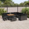 vidaXL Tuin Sofa Set met kussen 13 pcs Zwart poly rattan