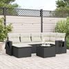vidaXL 7-delige Loungeset met kussens poly rattan zwart